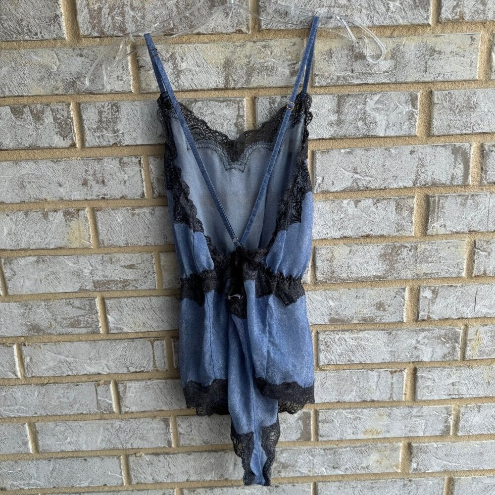 Savage X Fenty Denim Print Romper Lingerie Women's Size M. - Picture 2 of 7